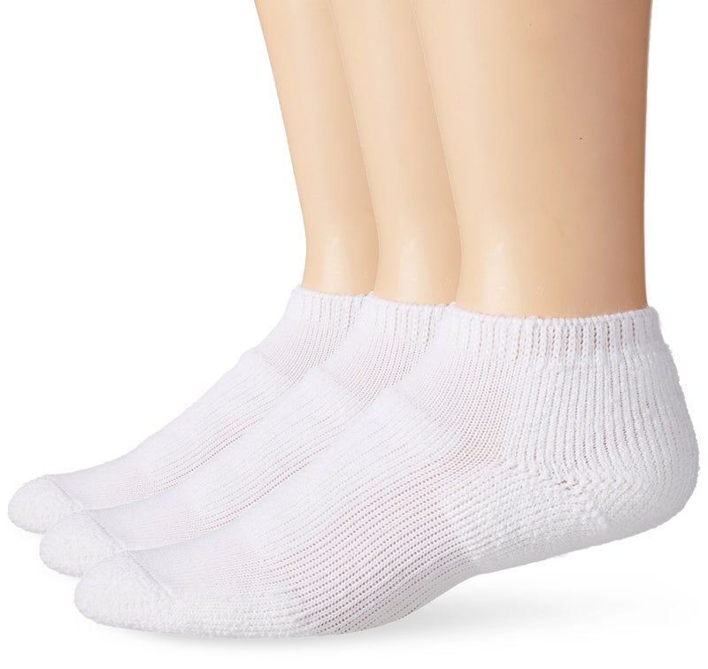 thorlos mens Wmm Max Cushion Walking Low Cut athletic socks, White (3 Pair Pack), Medium US